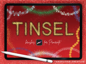 Tinsel Procreate Brush Set | Set of 48 Christmas Sparkle Glitter Tinsel Brushes, title artwork