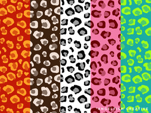 Animal Print Patterns Brush Set for Procreate | 36 animal hide, leopard, skin, stripe, scale & fur brushes, pattern drawn in different colours