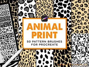 Animal Print Procreate Brush Set, leopard spots, stripes & scales patterns, title