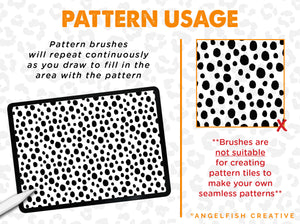 Animal Print Procreate Brush Set, leopard spots, stripes & scales patterns, pattern usage