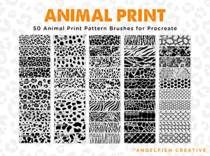Animal Print Procreate Brush Set, leopard spots, stripes & scales patterns, brush screenshot
