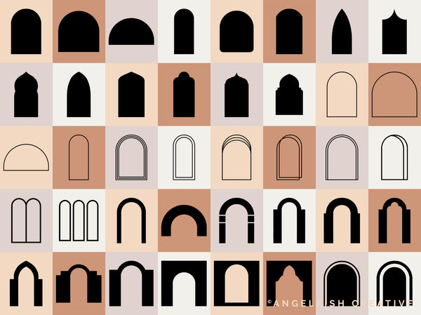 Arch Procreate Brush Set | 80 Curved Arches Shape Stamp Brushes, arch shapes page 1