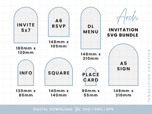 Arch Invitation Stationery Bundle - SVG, PNG, EPS Cutting Files/Clipart, sizes