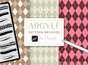 Argyle Pattern Brush for Procreate, seamless diamond check, title