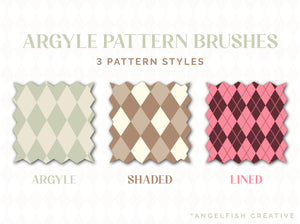 Argyle Pattern Brush for Procreate, seamless diamond check, pattern styles