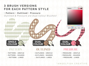 Argyle Pattern Brush for Procreate, seamless diamond check, brush versions