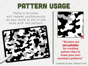 Army Print Pattern Brushes for Procreate, military camouflage brush set, pattern usage