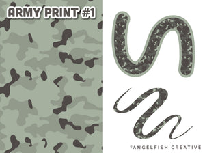 Army Print Pattern Brushes for Procreate, military camouflage brush set, army print style 1
