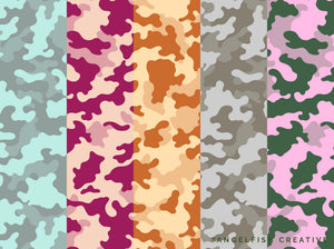 Army Print Pattern Brushes for Procreate, military camouflage brush set, pattern in different colours