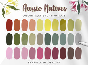 Aussie Natives Procreate Colour Palette | Colour Swatches, 30 Digital Colours