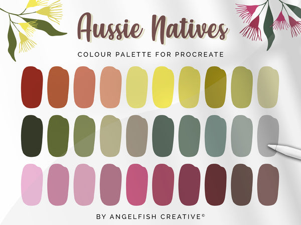 Aussie Natives Procreate Colour Palette | Colour Swatches, 30 Digital Colours