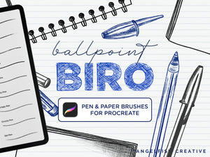 Ballpoint Biro Procreate Brush Set, pen and paper brushes, title