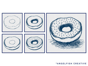 Ballpoint Biro Procreate Brush Set, pen and paper brushes, donut pen drawing steps