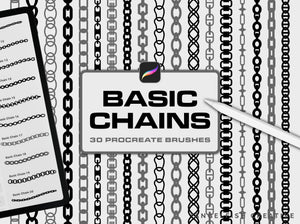 Basic Chains Procreate Brush Set: 30 flat link brushes, title