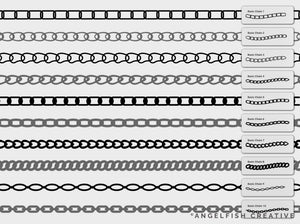 Basic Chains Procreate Brush Set: 30 flat link brushes, chain styles page 1