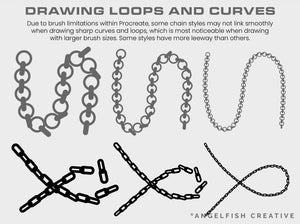 Basic Chains Procreate Brush Set: 30 flat link brushes, drawing loops and curves