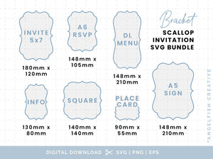 Bracket Scallop Invitation Stationery Bundle - SVG, PNG, EPS Cutting Files/Clipart, sizes