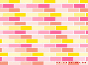 Brick Brush for Procreate | Seamless House Brickwork Subway Tile Pattern Brush, pink and yellow brick pattern