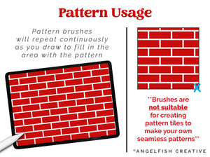 Brick Brush for Procreate | House Brickwork Subway Tile Pattern Brush, pattern usage