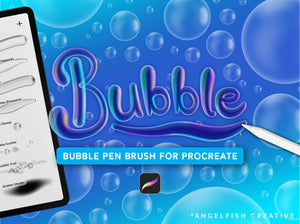 Bubble Pen Brush Set for Procreate, clear lettering brushes, title