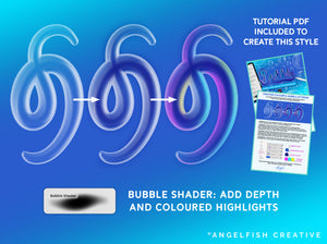 Bubble Pen Brush Set for Procreate, clear lettering brushes, create this style