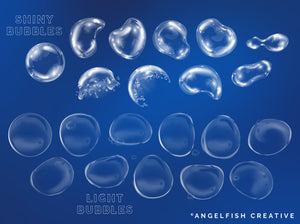 Bubble Stamps Procreate Brush Set | 100 Digital Bubbles Shapes Stamp Brushes, shiny and light bubble shapes