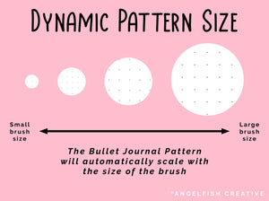 Bullet Journal Stamp & Pattern Brush for Procreate | Seamless Grid Dot Brushes, dynamic pattern size
