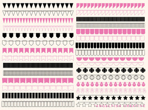 Bunting Border Procreate Brush Set, flag banner brushes, brush styles