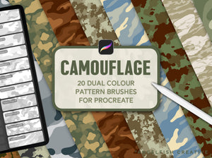 Camouflage Pattern Brushes for Procreate, military army print brush set, title