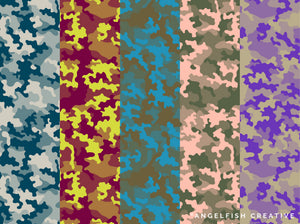 Camouflage Pattern Brushes for Procreate, military army print brush set, pattern in different colours