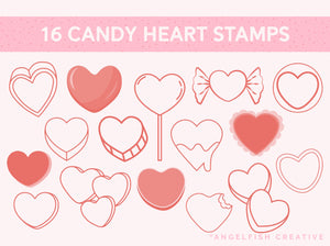Candy Heart Drawing Kit Brush Set for Procreate | Valentine's Day Conversation Heart Creator, heart stamps