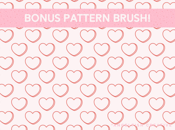 Candy Heart Drawing Kit Brush Set for Procreate | Valentine's Day Conversation Heart Creator, pattern brush