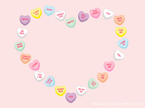 Candy Heart Stamp Brushes for Procreate | 130 Stamps, Conversation Heart, Anti-Valentine, Alphabet, heart of hearts