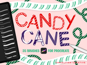 Candy Cane Procreate Brush Set | Stripe Monoline Calligraphy Pattern Brushes, title