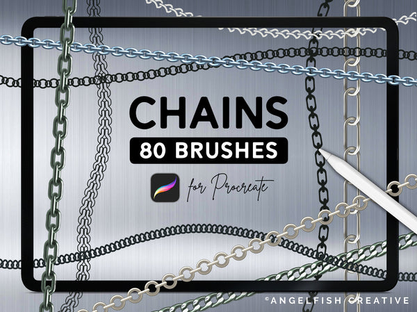 Chains Procreate Brush Set | 80 Metal Link Brushes, title