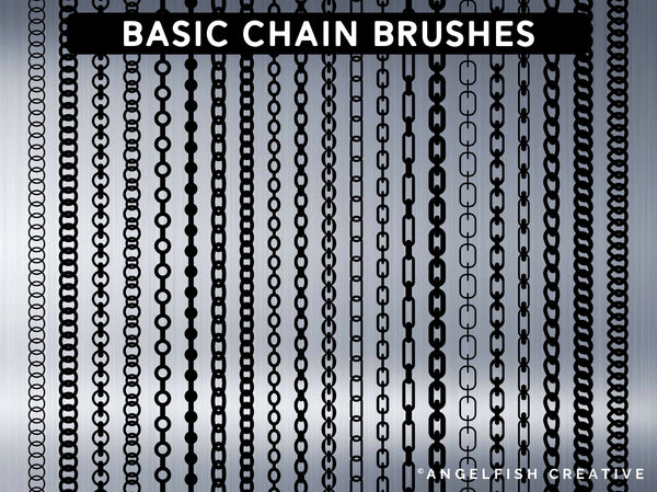 Chains Procreate Brush Set | 80 Metal Link Brushes, basic chain brushes