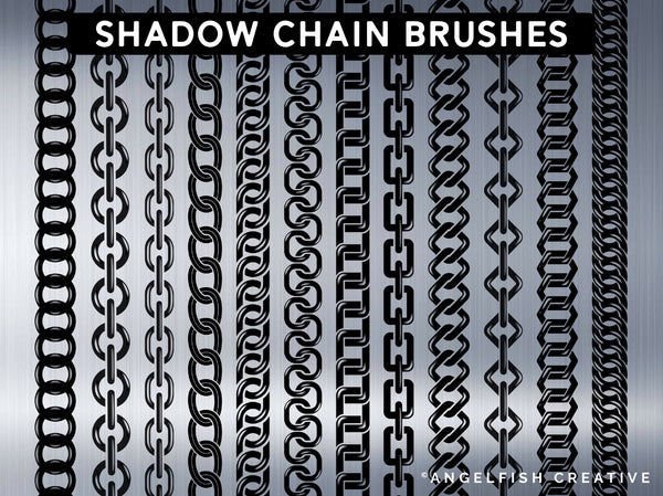 Chains Procreate Brush Set | 80 Metal Link Brushes, shadow chain brushes