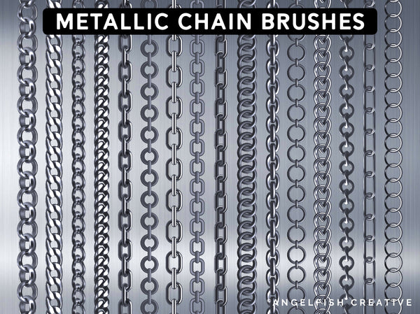 Chains Procreate Brush Set | 80 Metal Link Brushes, metallic chain  brushes