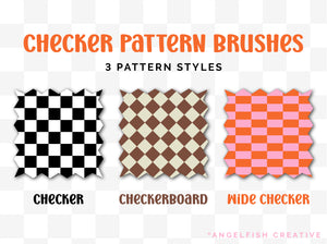 Checker Pattern Brush for Procreate, seamless square tile, 3 pattern brushes
