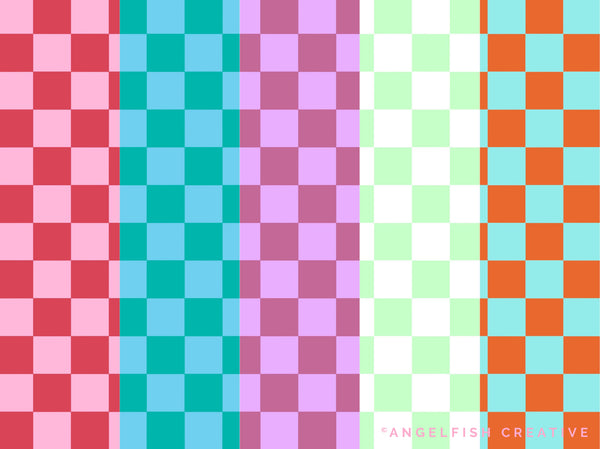 Checker Brush for Procreate | Checkerboard Seamless Pattern Brush, different colored checkers