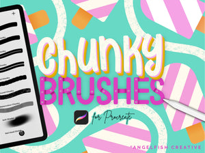 Chunky Procreate Brush Set: 7 rounded monoline brushes, title
