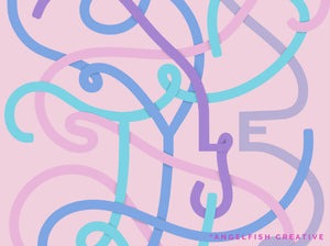 Chunky Procreate Brush Set: 7 rounded monoline brushes, style swirl lettering