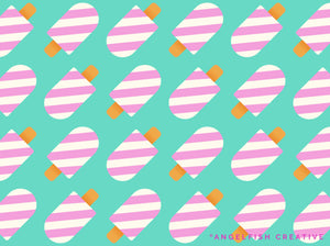 Chunky Procreate Brush Set: 7 rounded monoline brushes, striped icecreams