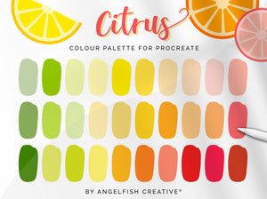 Citrus Procreate Colour Palette | Colour Swatches, 30 Digital Colours