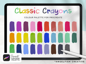 Classic Crayons Procreate Colour Palette | Colour Swatches, 30 Digital Colours | Procreate Palette for iPad | Instant Download