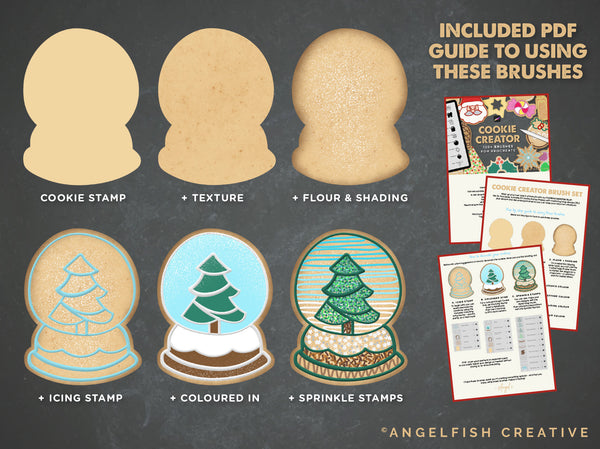 Cookie Creator Brush Set for Procreate: Gingerbread Honey Biscuit Icing Stamps, guide to using these brushes