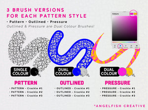 Crackle Pattern Brushes for Procreate, shattered crack brush set, brush versions