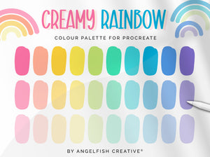 Creamy Rainbow Procreate Colour Palette | Colour Swatches, 30 Digital Colours