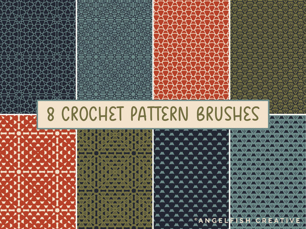 Crochet Brush Set for Procreate | 16 Granny Square, Afghan Crochet Stamp & Pattern Brushes, pattern brushes