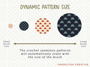 Crochet Brush Set for Procreate | 16 Granny Square, Afghan Crochet Stamp & Pattern Brushes, dynamic pattern size